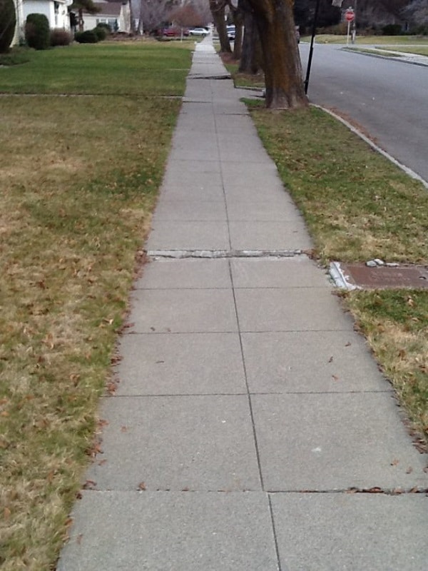 Several liability issues on a residential sidewalk