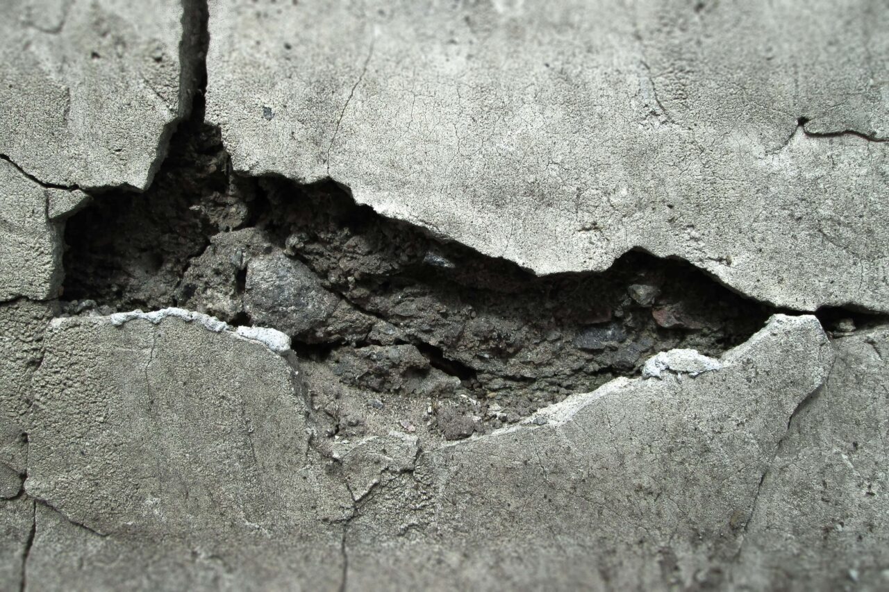 Cracked concrete slab in need of a repair.