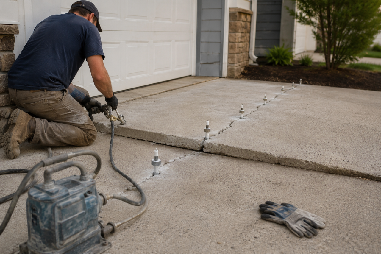 Fixing a sinking concrete driveway