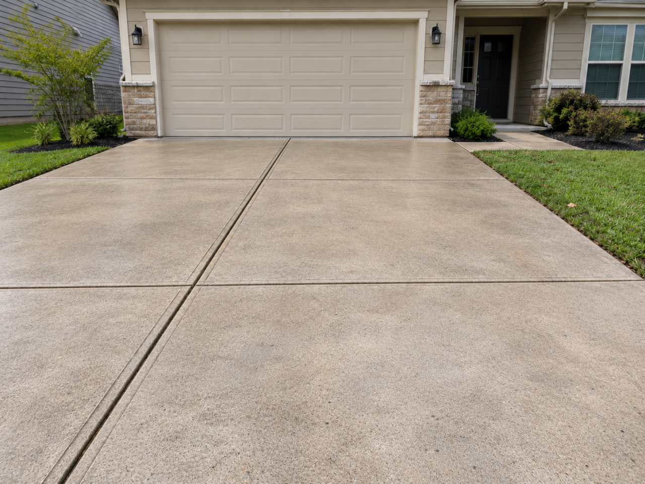 Driveway after concrete sealing