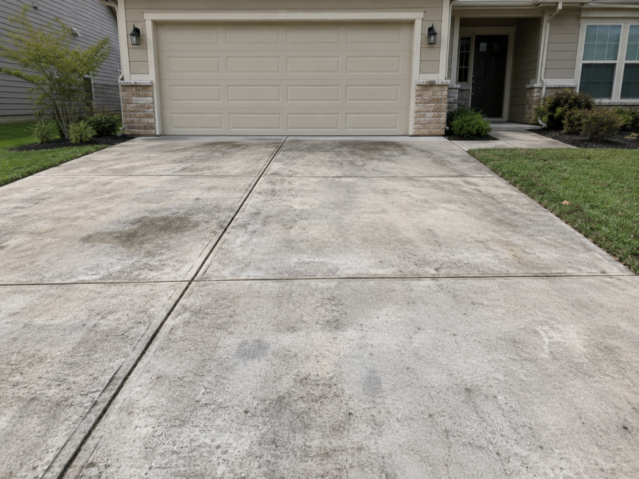 Driveway before concrete sealing