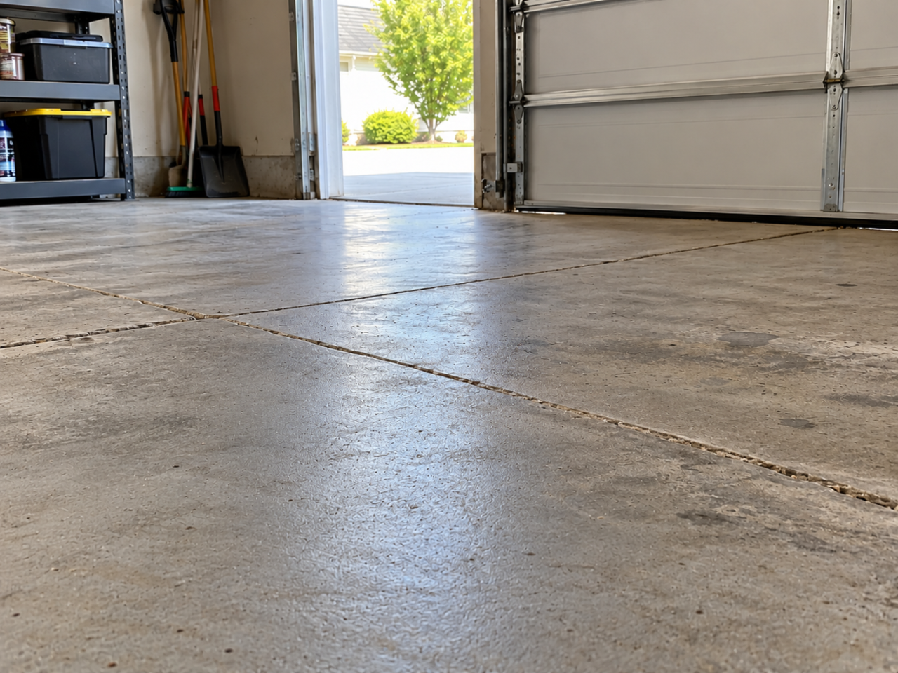 Garage floor after concrete leveling