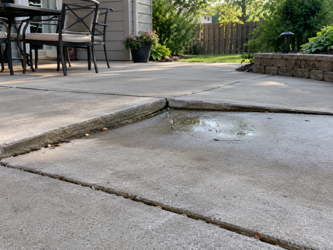 Patio before concrete leveling