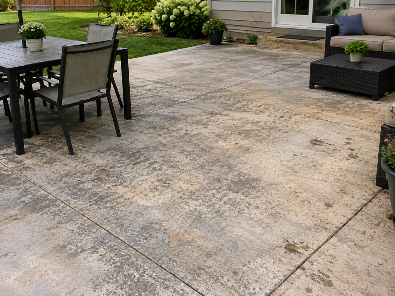 Patio before concrete sealing