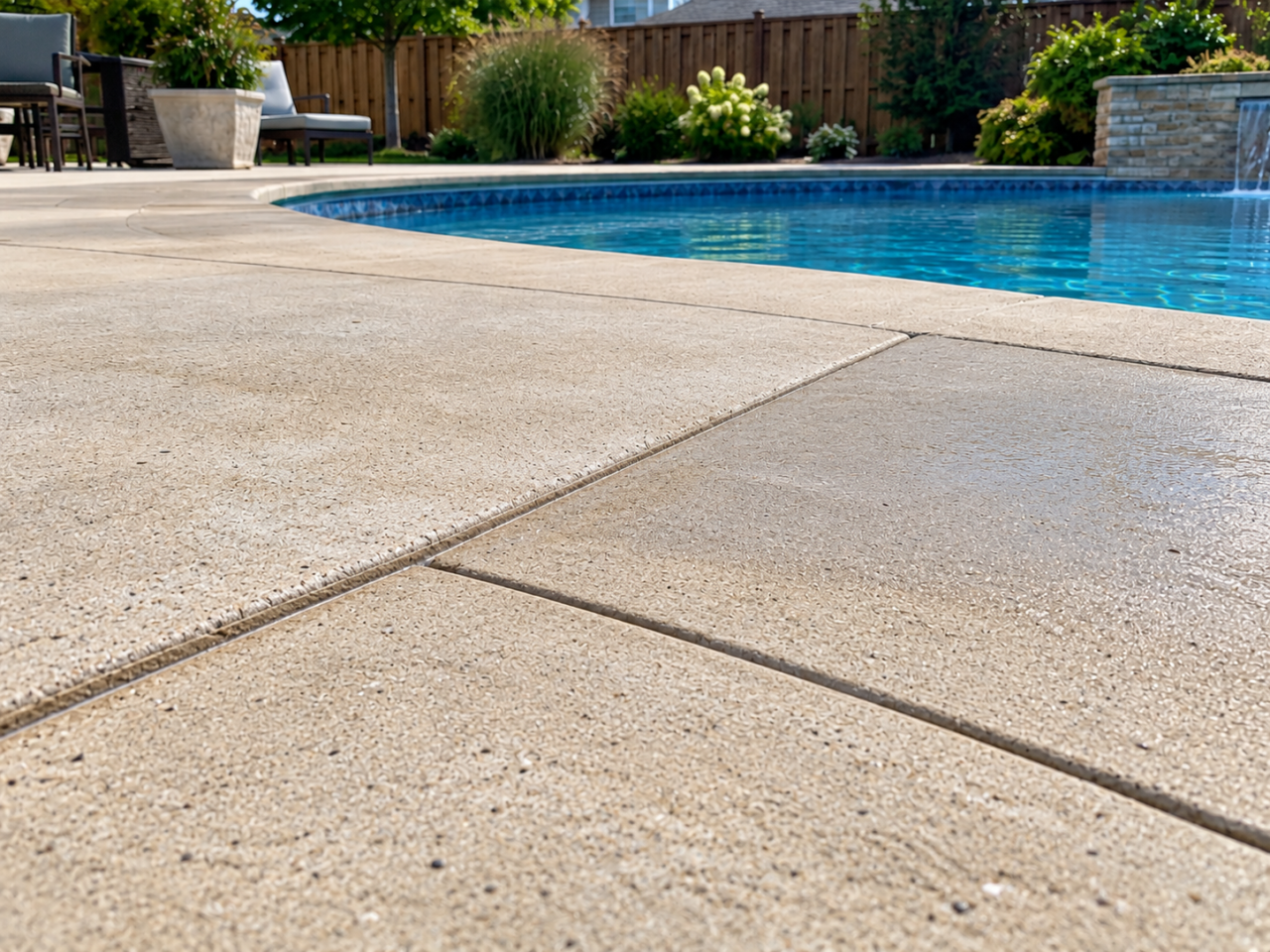 Pool deck after concrete leveling