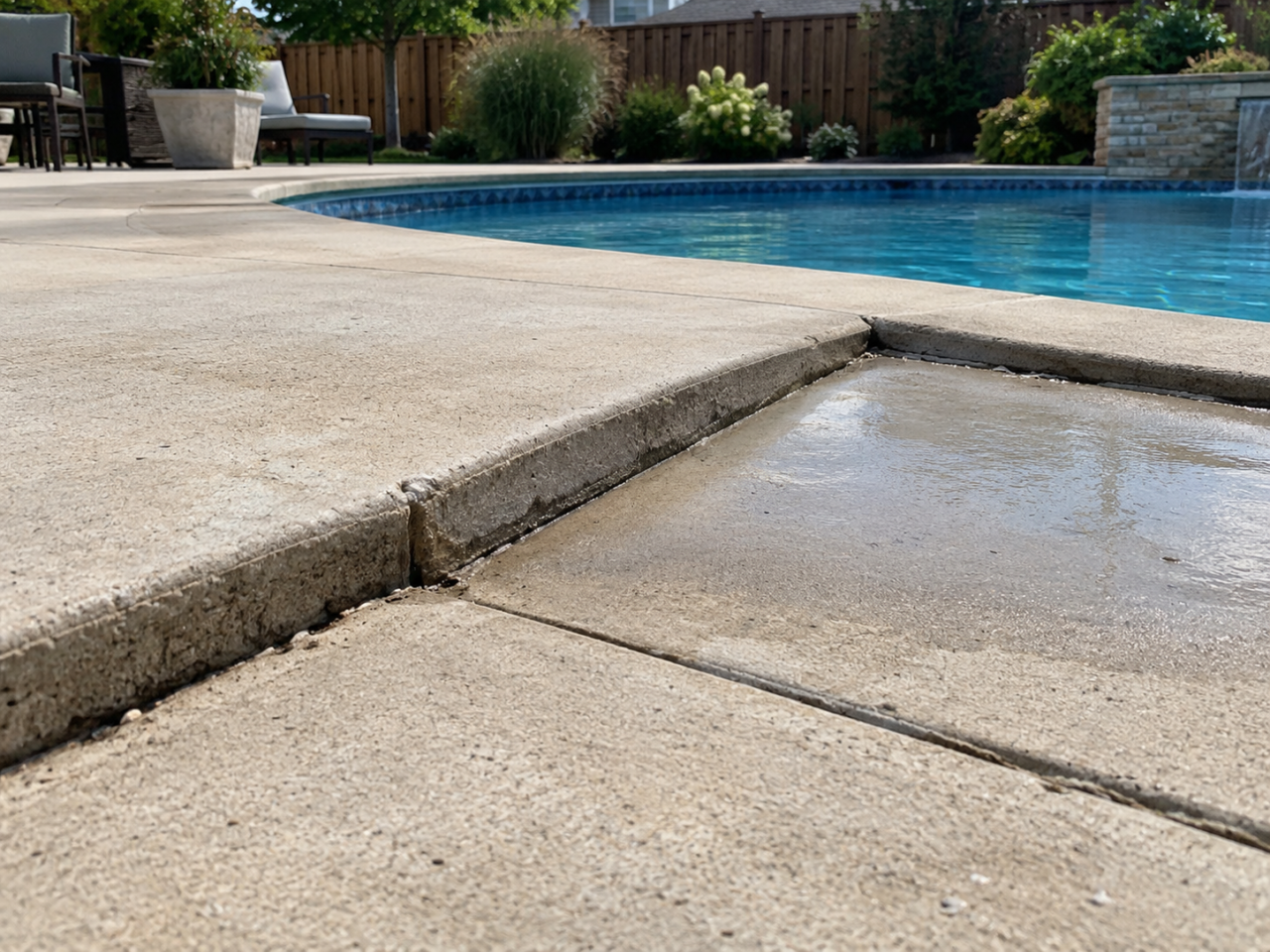 Pool deck before concrete leveling