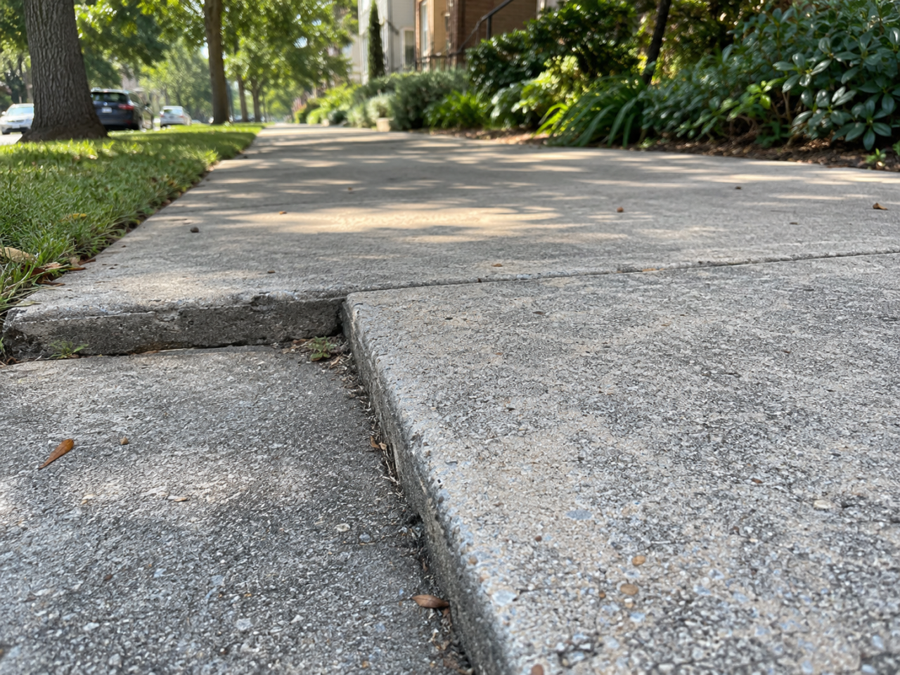 Sidewalk before concrete leveling