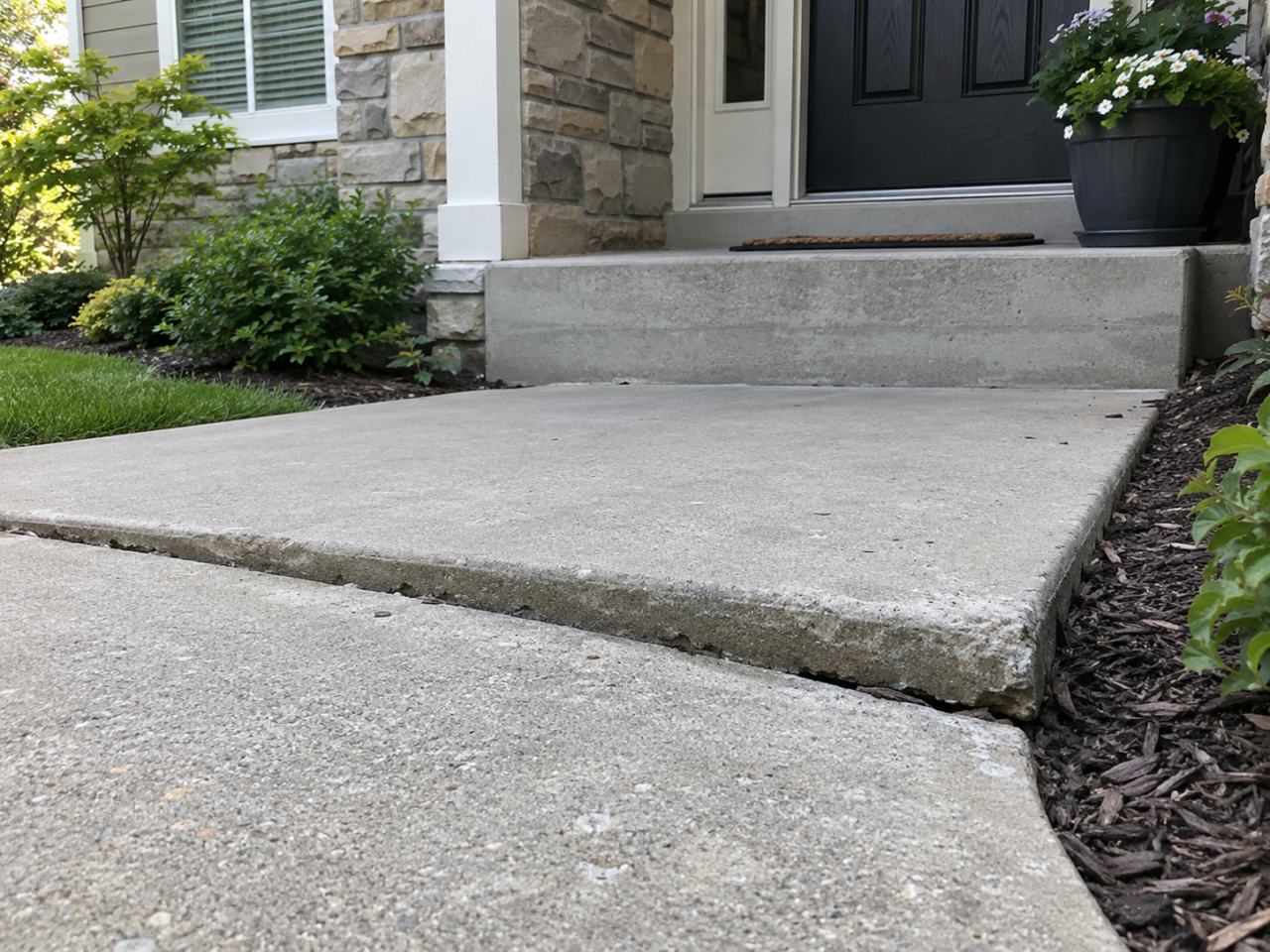 Walkway before concrete leveling